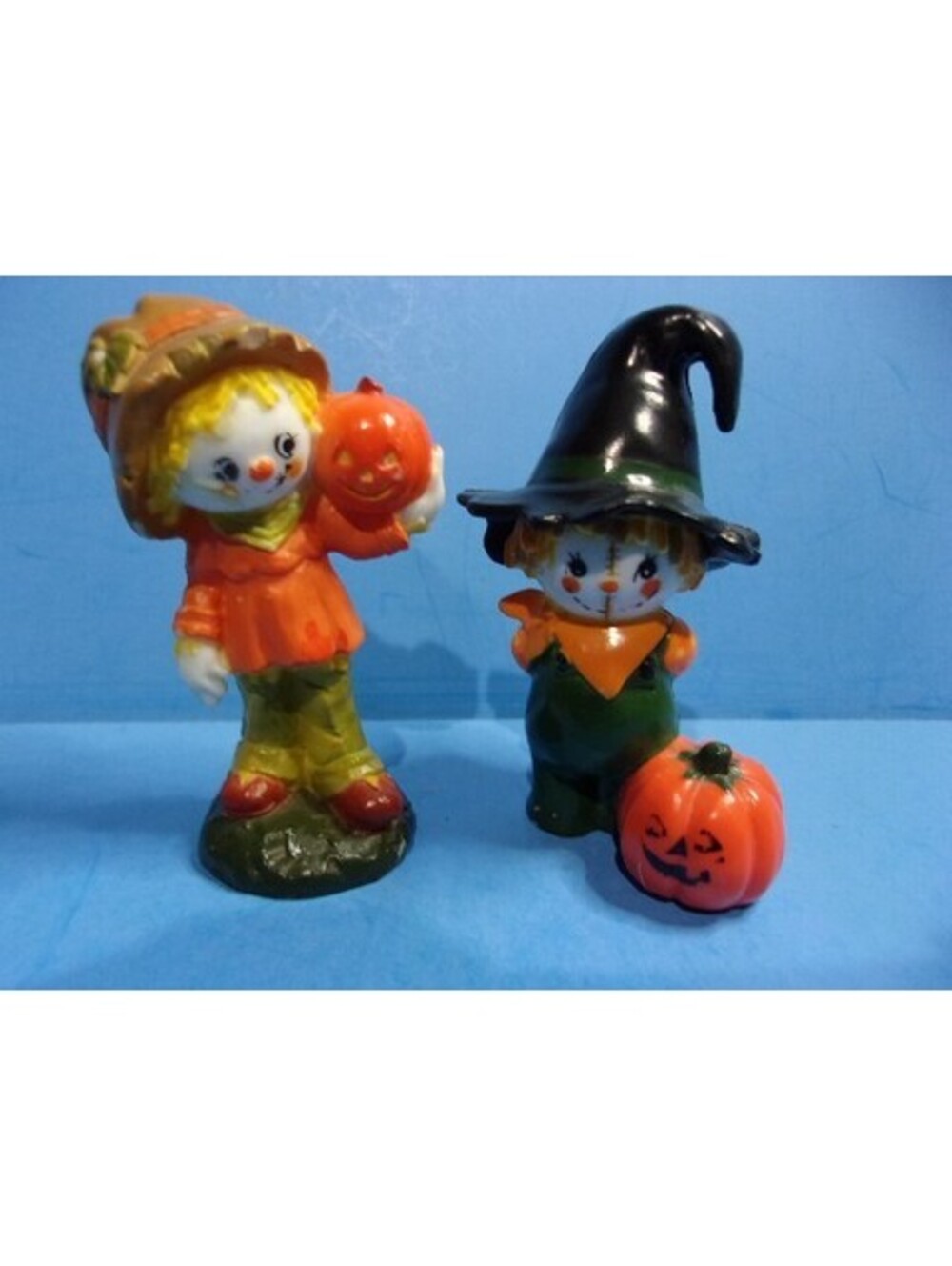 Hallmark Merry Miniatures Scarecrow Witch Hat Pumpkin Halloween Vintage 70's Lot